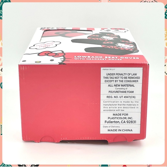 New HELLO KITTY w BOWS Set of 2 Lowback Car SEAT COVERS w Vehicle Headrest Cover - Picture 9 of 10